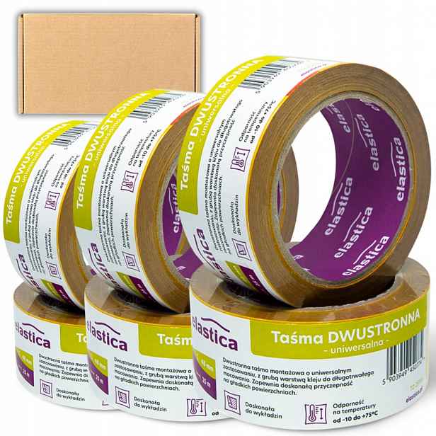 36 x Oboustranná Univerzální Páska 48 mm x 25 m Montážní Kancelářská Bezbarvá