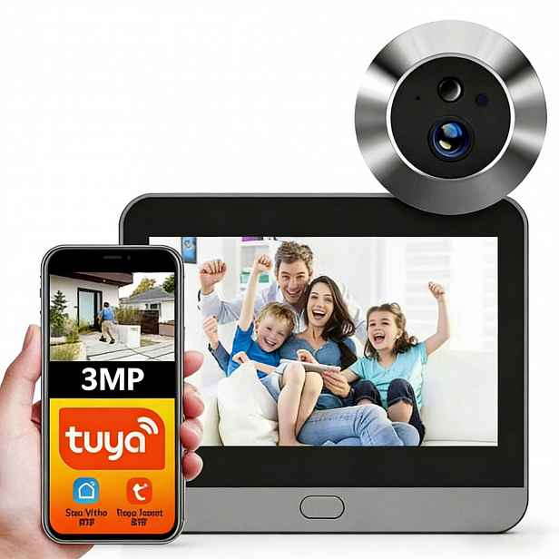 Moderní kukátko Tuya WiFi, Full Hd, obrazovka, noční vidění