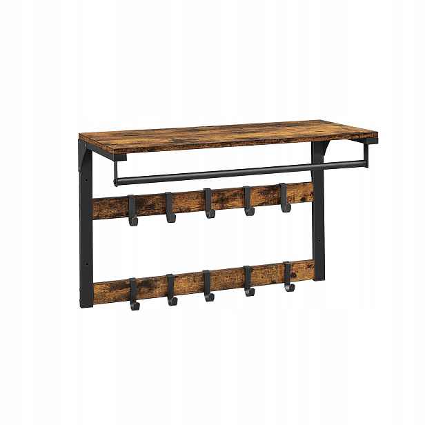 Nástěnný Věšák Na Oblečení S Policí, Hnědočerný