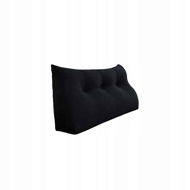 Velurová Polštář Klin pod záda pro čtení v posteli Černá 80x50 cm