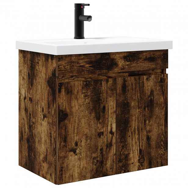 vidaXL Koupelnová skříňka s baterií Kouřový dub 61 x 40 x 74,5 cm