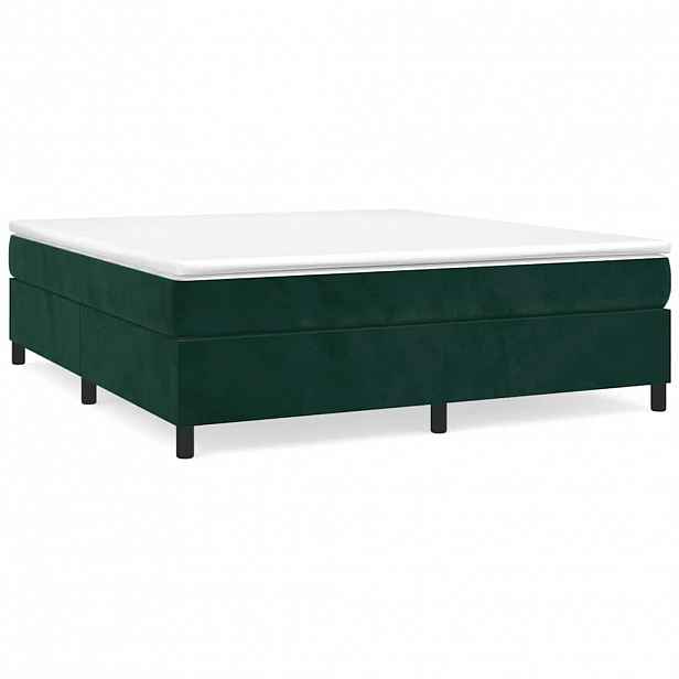 vidaXL Rám postele s boxspringem tmavě zelená 180 x 200 cm samet