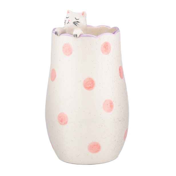 Bílá váza z dolomitu (výška 18 cm) Peeking Cat – Sass & Belle