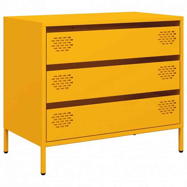 vidaXL Příborník žlutý 68 x 39 x 58,5 cm ocel válcovaná za studena