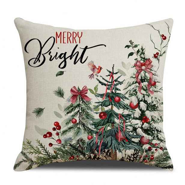 Vánoční povlak na polštář HOLLY CHARM 45x45 cm, béžový