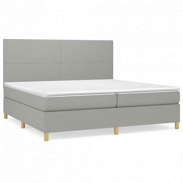 vidaXL Box spring postel s matrací světle šedá 200 x 200 cm textil