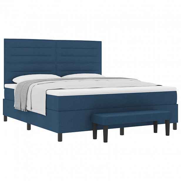 vidaXL Postel s boxspringem s čelo Modrá 180 x 200 cm textil