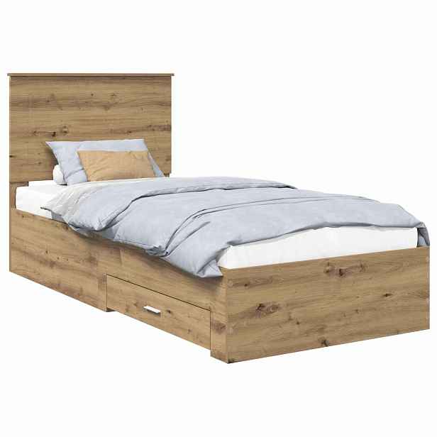 vidaXL Rám postele s čelo Artisanový dub 90 x 190 cm Kompozitní dřevo