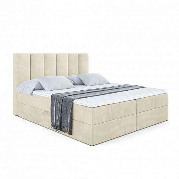 ALTDECOR AMERICKÁ postel s matrací H3 a roštem – BOXI1 – 200 x 200 cm, béžová