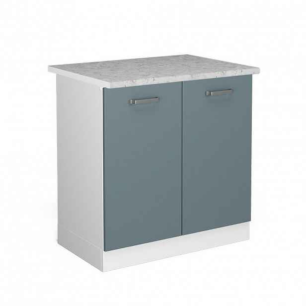 Vicco ZÁKLADNÍ JEDNOTKA PRO DŘEZ R-Line Modrošedá 80 cm s dvířky, s pracovní deskou