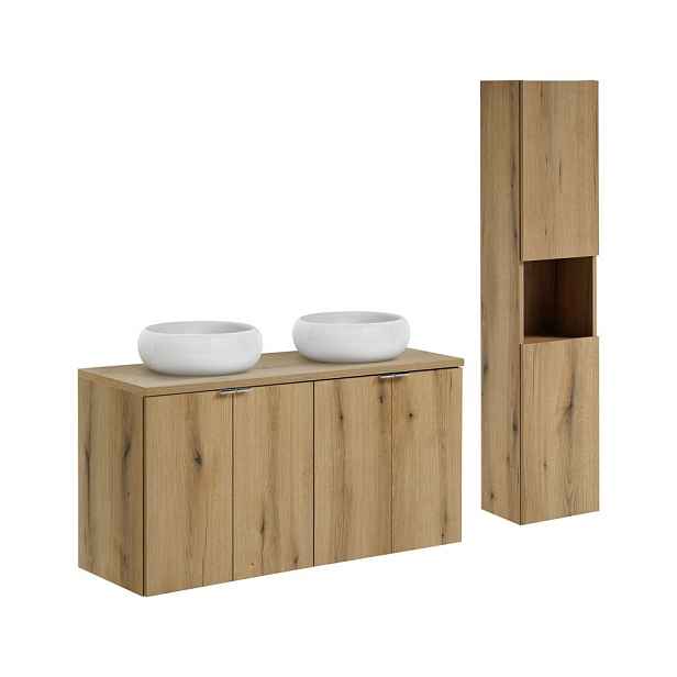 Comad Koupelnová sestava Nova Oak s deskou, umyvadly a skříňkami 120 cm dub evoke