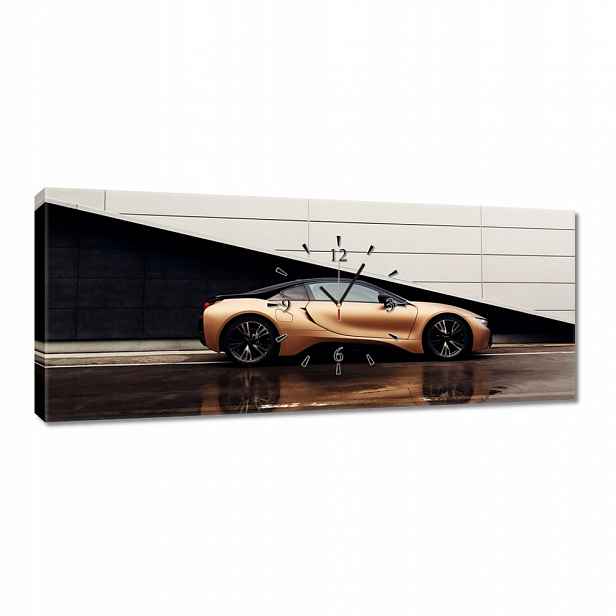 Nástěnné hodiny 100x40 Zlaté Bmw Auto