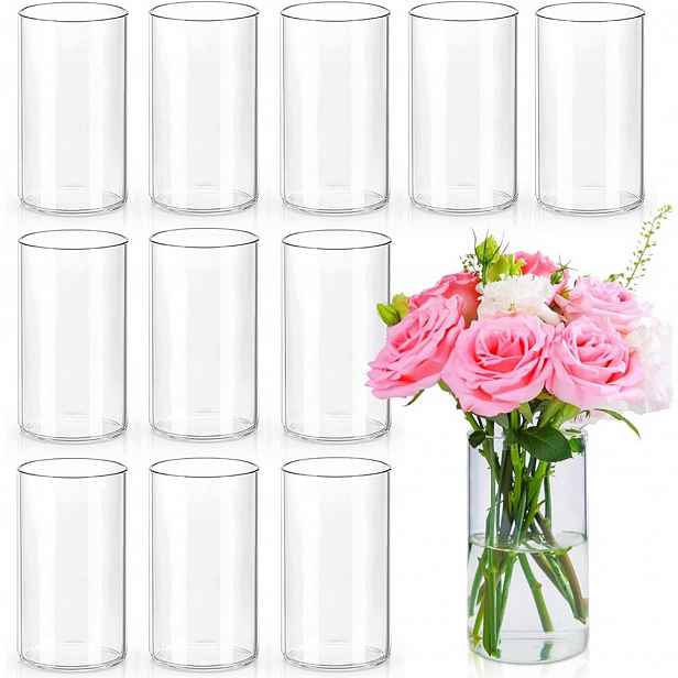 Sada Skleněných Váz Tuba Cylinder Dekorace 8.5X15CM 12 Ks