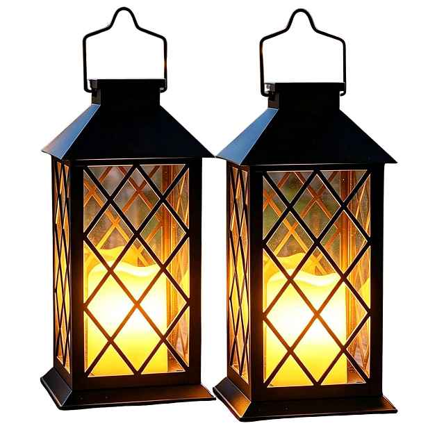 Solární Lampy 2 Ks Závěsné Led Černé IP44 Efekt Plamene