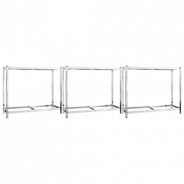 vidaXL 2patrové regály na pneumatiky 3 ks stříbrné 110x40x110 cm ocel