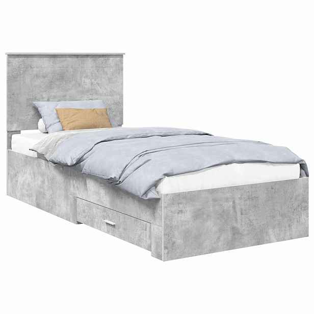 vidaXL Rám postele s čelo Betonově šedá 90 x 200 cm Kompozitní dřevo