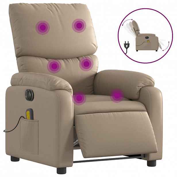 vidaXL Elektrické masážní polohovací křeslo cappuccino umělá kůže