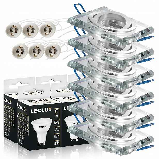 6x halogenová lampa Skleněná pohyblivá Led GU10 3,5W Premium