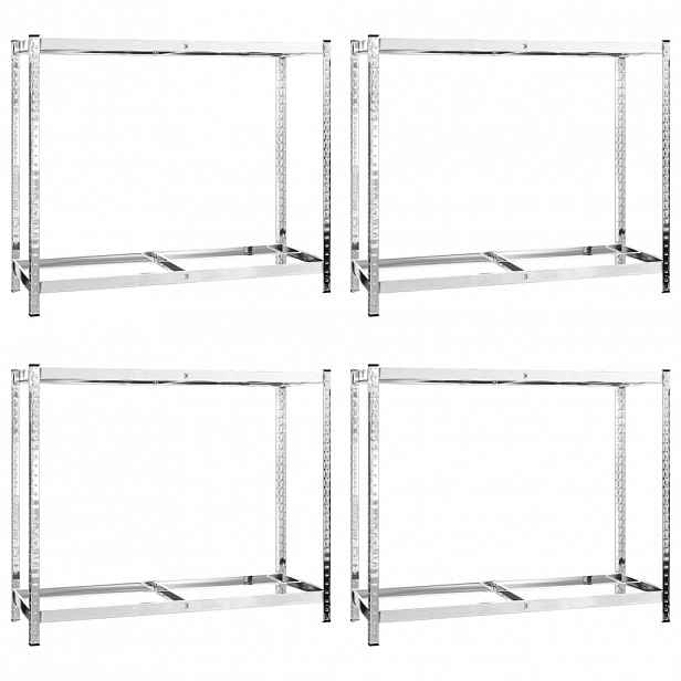 vidaXL 2patrové regály na pneumatiky 4 ks stříbrné 110x40x110 cm ocel