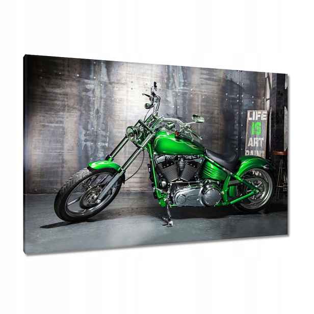 Obrazy 120x80 Zelený chopper Motocykl