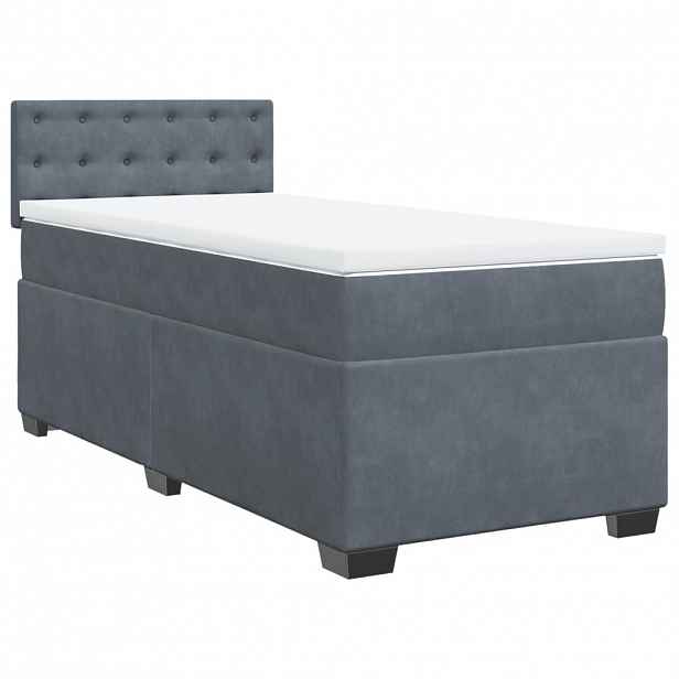 vidaXL Box spring postel s matrací tmavě šedá 80 x 200 cm samet
