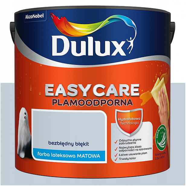 Barva na stěny stropů odolná proti skvrnám Dulux Easycare Bezchybná světle modrá 2,5L