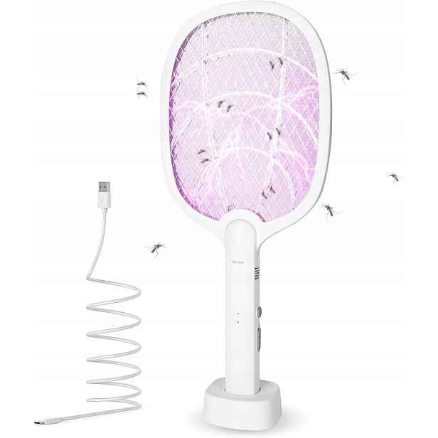 Elektrická Plácačka Na Komáry 3800V Usb 2V1 S Podstavcem