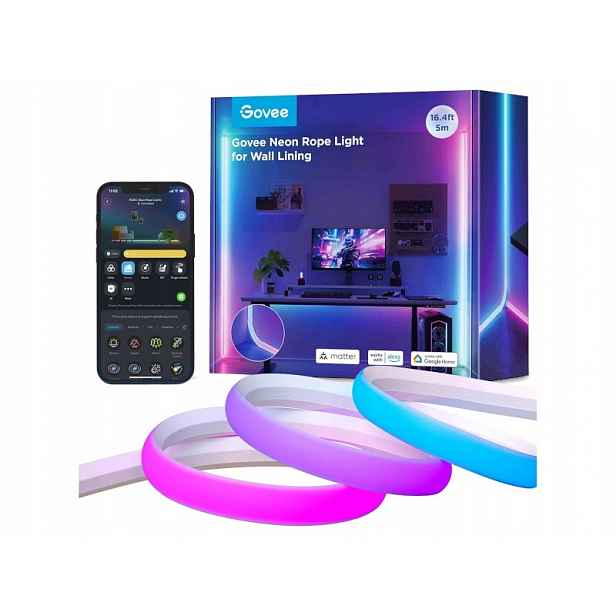 Led Pásek Rgb Osvětlení Govee H6641 5 M Světelná Lišta Neonová Aplikace Pro