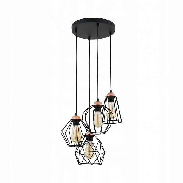 Lustr Lampa Černá Kov Čtyři Zdroje E27 Loft Moderní Tk Lighting