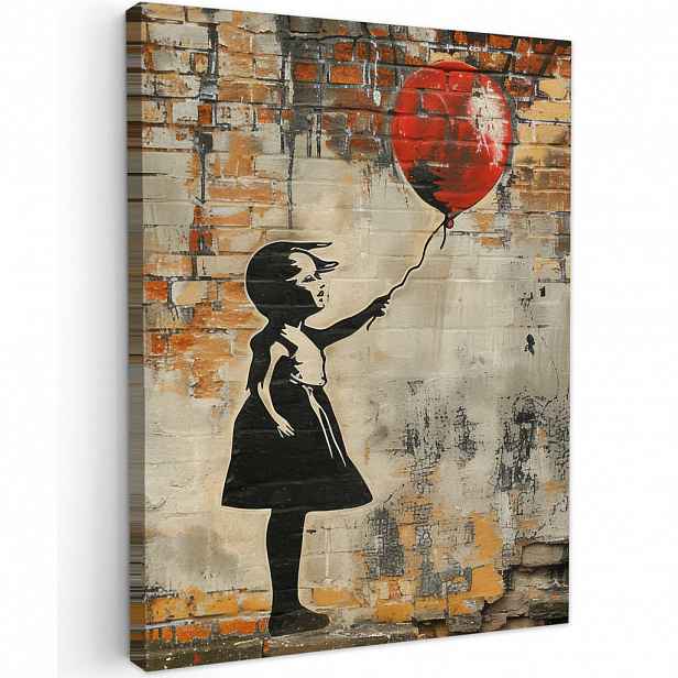 MuchoWow OBRAZ NA PLÁTNĚ Graffiti - Banksy - Dívka - Street art 30x40 cm