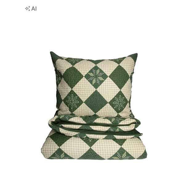 Povlečení Patchwork bavlněné s prošíváním zelené 160x200 2*70x80 Homla