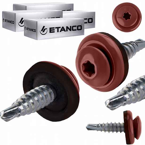 Farmářské vruty Torx 4,8x20 mm Ral 3009 1000 ks do plechu Etanco Gtf 02P