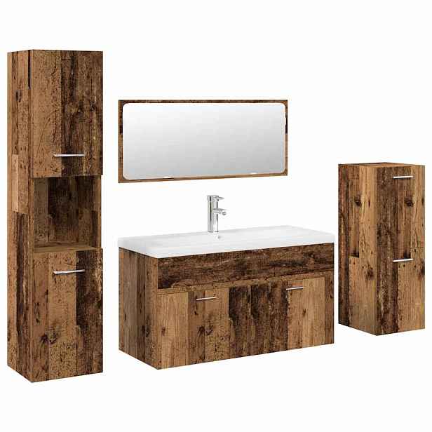 vidaXL 5dílná koupelnová sestava old wood kompozitní dřevo