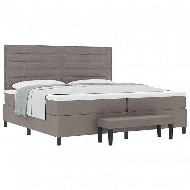 vidaXL Postel s boxspringem s čelo Taupe 200 x 200 cm textil