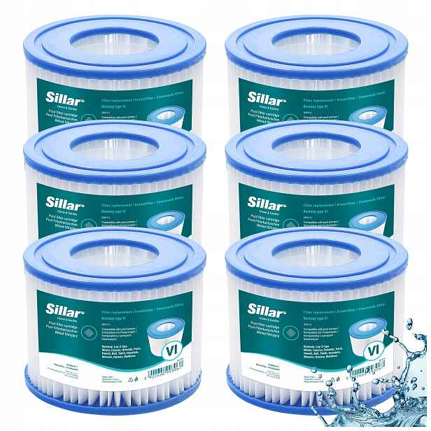 Sillar filtr do vířivky pro čerpadla Bestway z řady Lay-Z-Spa, náhrada 6 ks