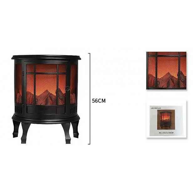 Velký Led krb Efekt plamene 56 cm Volně stojící lampa Retro Černá