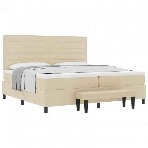 vidaXL Postel s boxspringem s matrací Krémová 200 x 200 cm textil