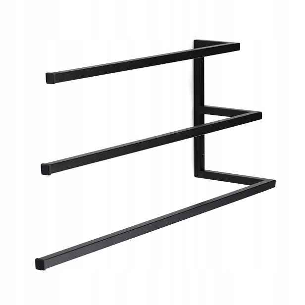Černý Držák Nástěnný věšák na 3 ručníky do koupelny Loft 60 cm