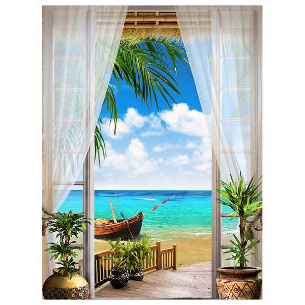 Fototapeta flizelina Pláž Tropický ráj Oceán Bílý písek 184x254 lepidlo