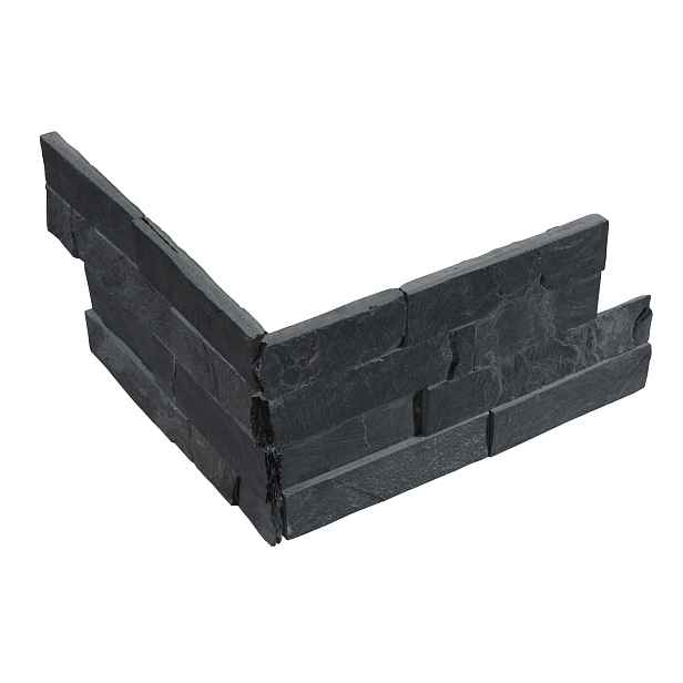 Obklad kamenný lepený DEKSTONE N 3003 Black Slate břidlice rohový 150×(250+300) mm