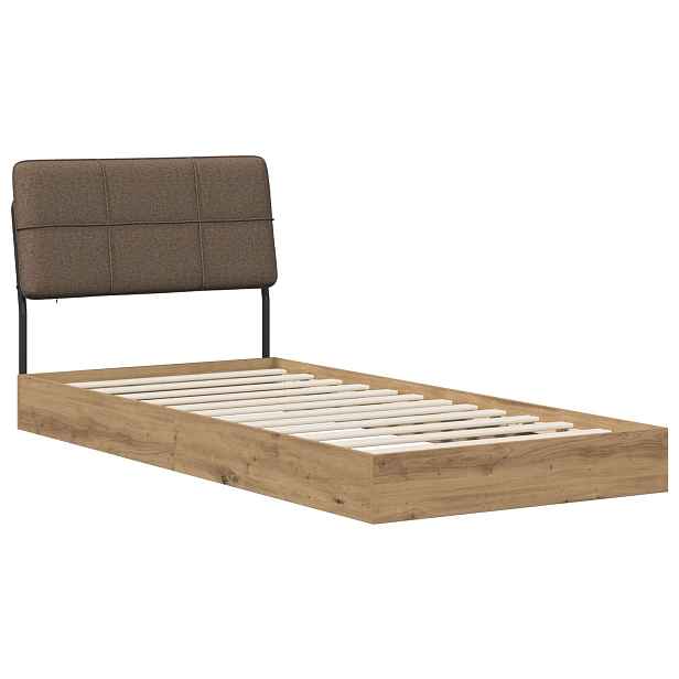 vidaXL Jednolůžková postel s čelem dub artisan a taupe 90 x 190 cm