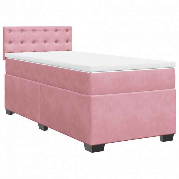 vidaXL Box spring postel s matrací růžová 80 x 200 cm samet