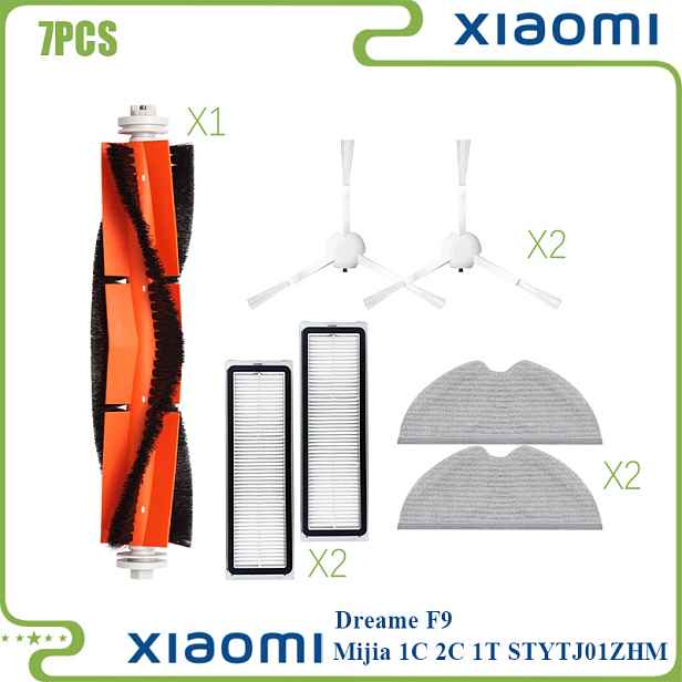 TEMU Pro Xiaomi 1C 1T STYTJ01ZHM Mi Robot Vacuum Mop F9 Hepa Filter Hlavní Boční Kartáč Mop Hadřík Čistič Příslušenství