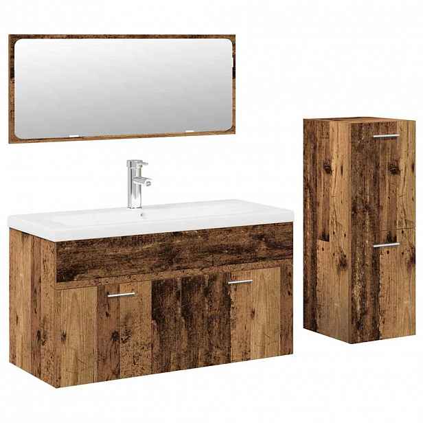 vidaXL 4dílná koupelnová sestava old wood kompozitní dřevo