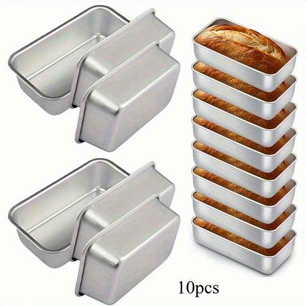 TEMU 10ks Obdélníková forma na chléb, Obdélníková pečicí forma na chléb, Toast, Brownie chléb, Hliníková nepřilnavá pečicí forma, Forma na dort,
