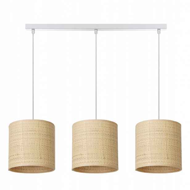 Závěsné Stropní Svítidlo Ratan 15 CM Tuba Trojitá Ratanová Lišta Led Lampa