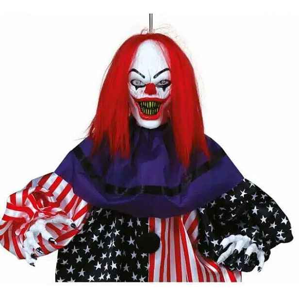 Závěsná dekorace Zlověstný Klaun Usa 120 cm Strašidelný Horor Halloween