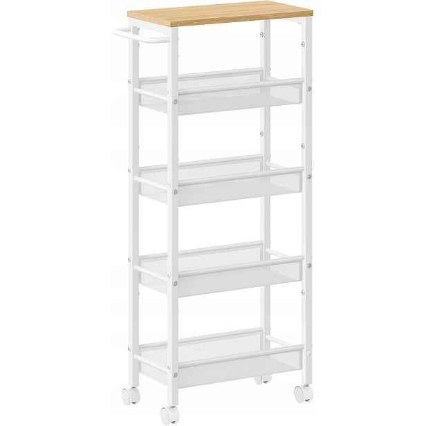 Kuchyňský Vozík 5-ÚROVŇOVÝ Na Kolečkách, Úzký Mobilní Regál Do Kuchyně, Koupelna