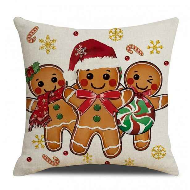 Vánoční povlak na polštář GINGERJOY 45x45 cm, béžový