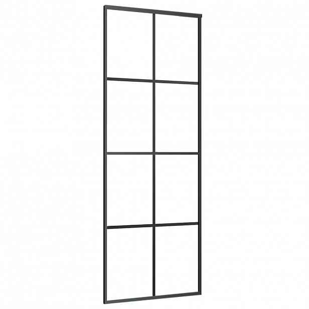 vidaXL Posuvné dveře hliník a ESG sklo 76 x 205 cm černé